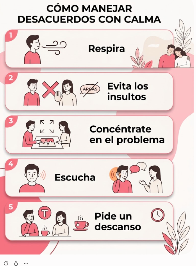 Cómo Ser una Buena Novia Infografía para manejar las diferencias y discusiones en pareja